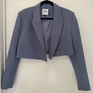 Zara cropped blue blazer size M